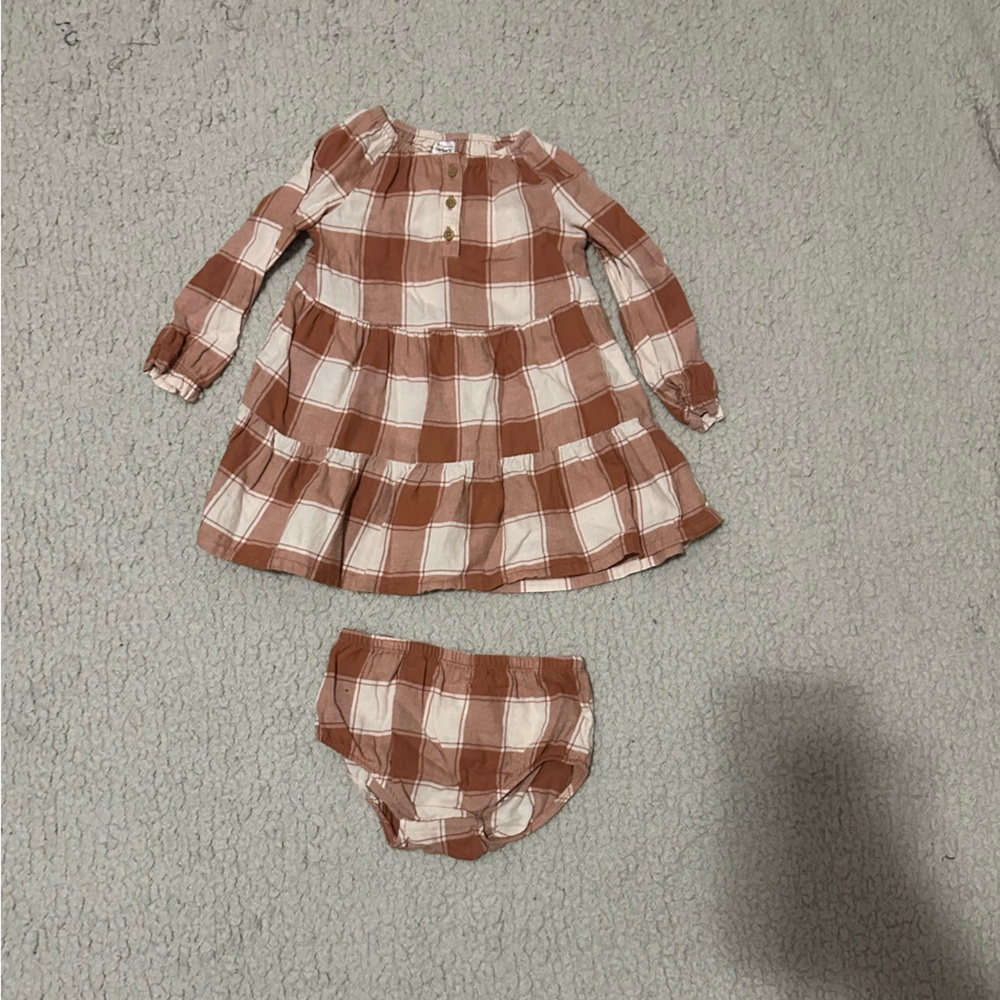 Carter's Brown and Cream Plaid Casual Dress